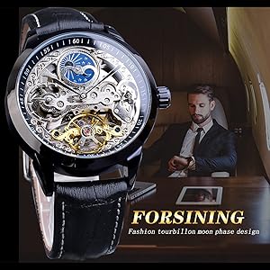 Amazon.com: FORSINING Men's Skeleton Moon Phase Watch